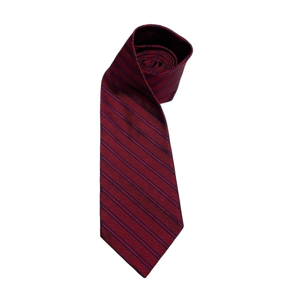 Brooks Brothers Makers Red with Dark Blue Stripes Men's All Silk Neck Tie